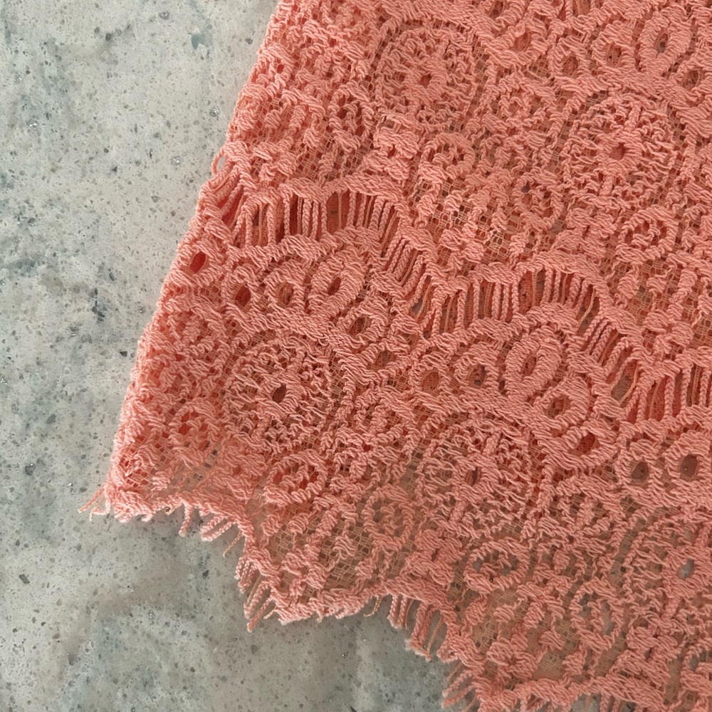 Peach / Coral Crochet Summer or Spring Sleeveless Dress - Picture 2 of 5